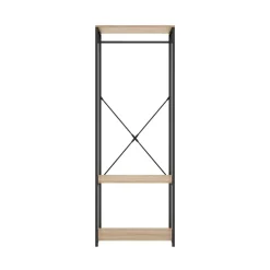 Armario vestidor Tork con barra y estantes negro/natural 167x60x40 cm
