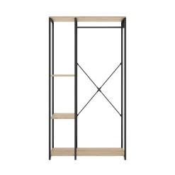 Armario vestidor Tork con barra y 3 estantes negro/natural 167x90x40 cm