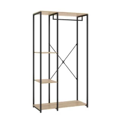 Armario vestidor Tork con barra y 3 estantes negro/natural 167x90x40 cm