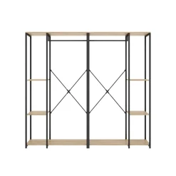 Armario vestidor Trok 2 barras con 4 estantes negro/natural 167x180x40 cm