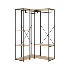 Armario vestidor Trok 2 barras con 3 estantes negro/natural 167x100x90 cm