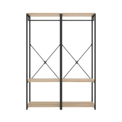 Armario vestidor Trok 2 barras con estantes negro/natural 167x120x40 cm