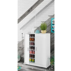 Armario zapatero Basic 2 puertas 6 baldas blanco 101x75x36 cm