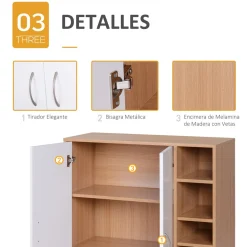 Armario zapatero Djabu Homcom 5 estantes ajustables + armario blanco/natural 91x80x32 cm