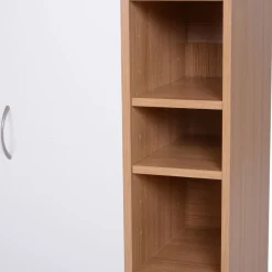 Armario zapatero Djabu Homcom 5 estantes ajustables + armario blanco/natural 91x80x32 cm
