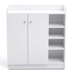Armario zapatero madera 4 estantes blanco 90x83x30cm