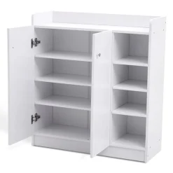 Armario zapatero madera 4 estantes blanco 90x83x30cm