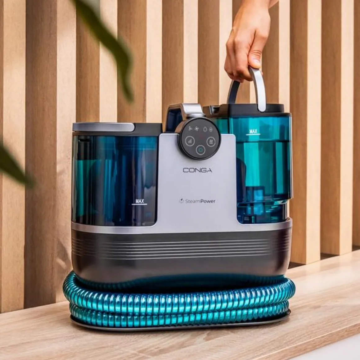Aspirador de tapicerías Cecotec Conga 7000 Carpet&Spot Clean Steam XXL 1700W 2 depósitos gris/azul