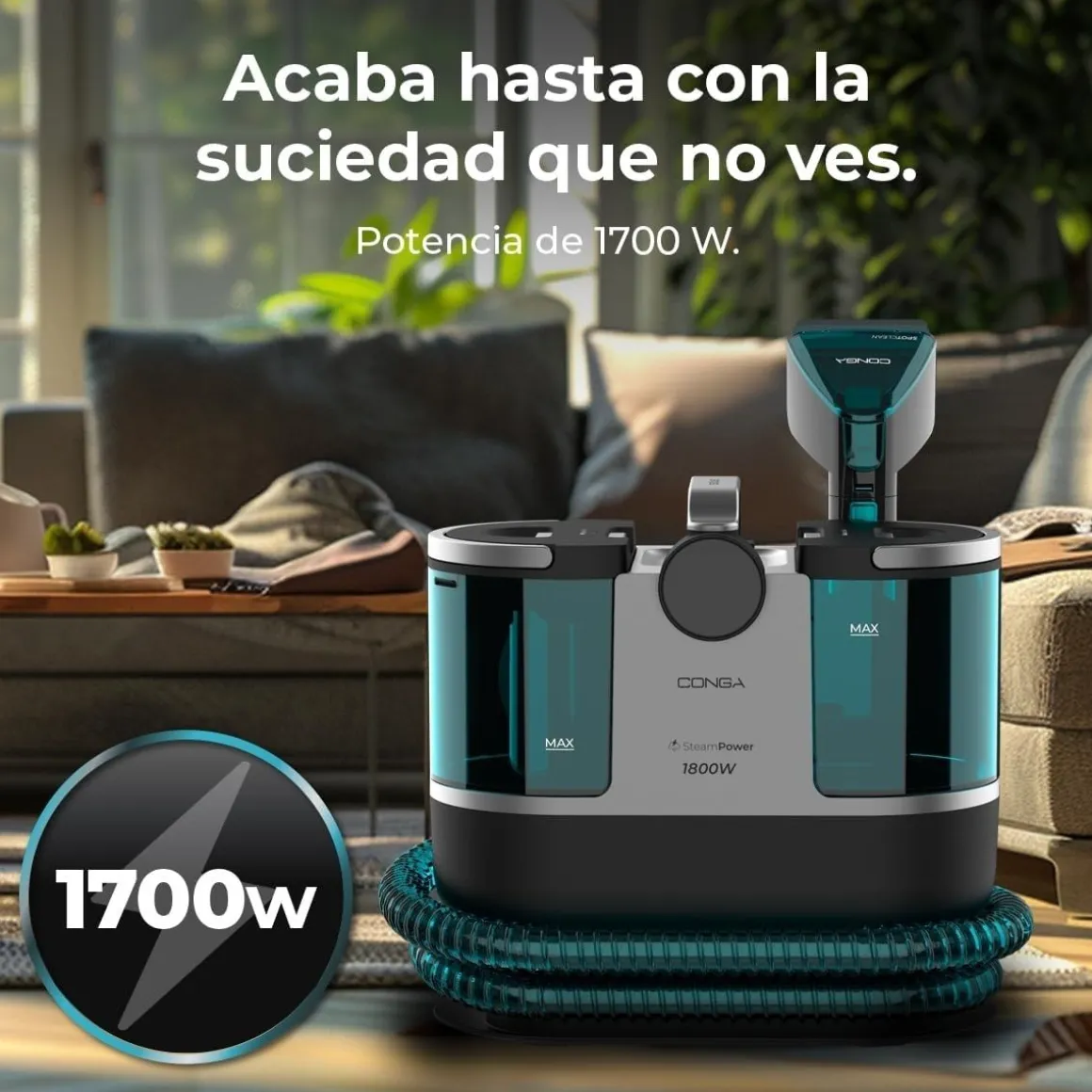 Aspirador de tapicerías Cecotec Conga 7000 Carpet&Spot Clean Steam Max 1700W múltiples cabezales