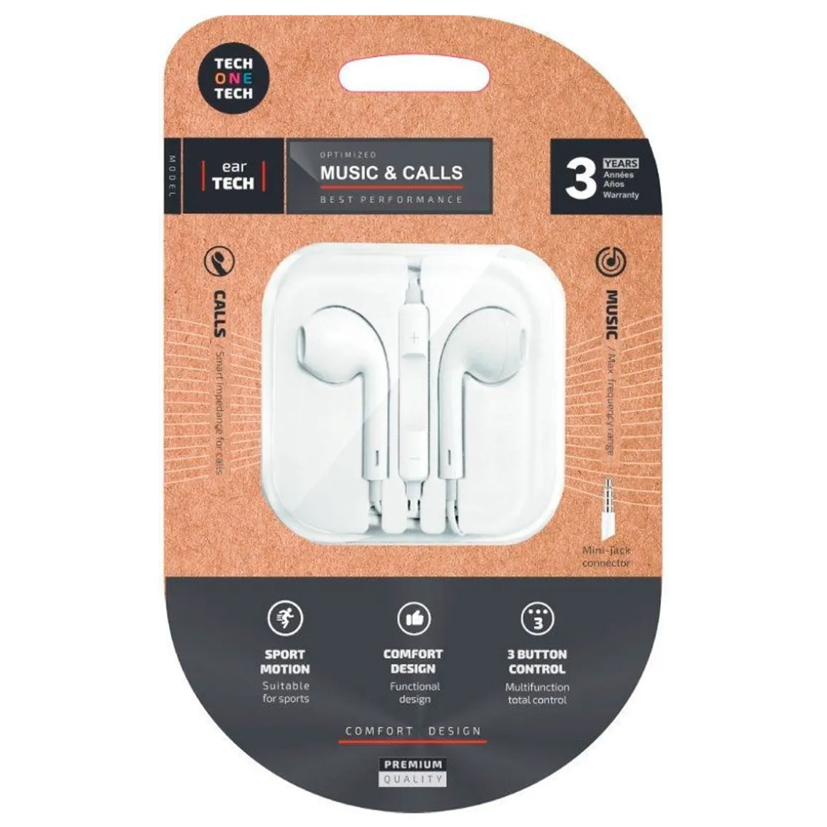 Auriculares intrauditivo Tech One Tech Eartech Tec1001 con micrófono blanco