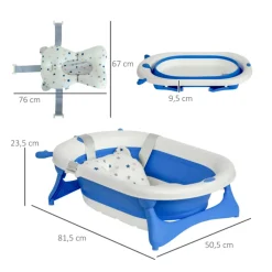 Bañera para bebés Homcom 35L con cojín y almohadillas antideslizantes 23,5x81,5x50,5 cm