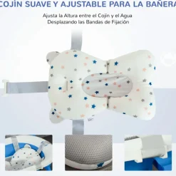 Bañera para bebés Homcom 35L con cojín y almohadillas antideslizantes 23,5x81,5x50,5 cm