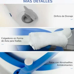 Bañera para bebés Homcom 35L con cojín y almohadillas antideslizantes 23,5x81,5x50,5 cm