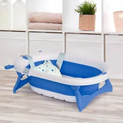 Bañera para bebés Homcom 35L con cojín y almohadillas antideslizantes 23,5x81,5x50,5 cm