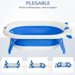Bañera para bebés Homcom 35L con cojín y almohadillas antideslizantes 23,5x81,5x50,5 cm