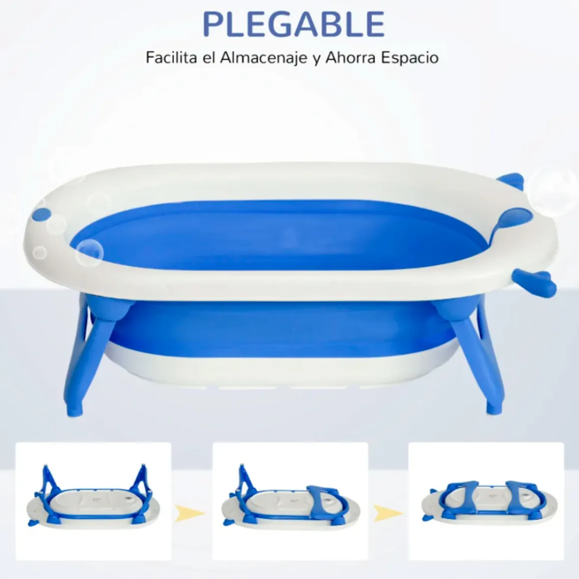 Bañera para bebés Homcom 35L con cojín y almohadillas antideslizantes 23,5x81,5x50,5 cm