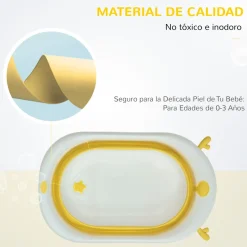 Bañera plegable para bebés Glu Homcom con cojín 0-3A amarillo 23,5x81,5x50,5 cm