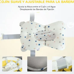 Bañera plegable para bebés Glu Homcom con cojín 0-3A amarillo 23,5x81,5x50,5 cm
