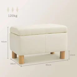 Baúl de almacenaje Bonnie Homcom 33L tapa abatible 40x60x38 cm
