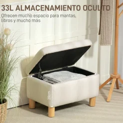 Baúl de almacenaje Bonnie Homcom 33L tapa abatible 40x60x38 cm