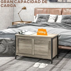 Baúl de almacenaje Brady Homcom 95L gris 49x80x40 cm