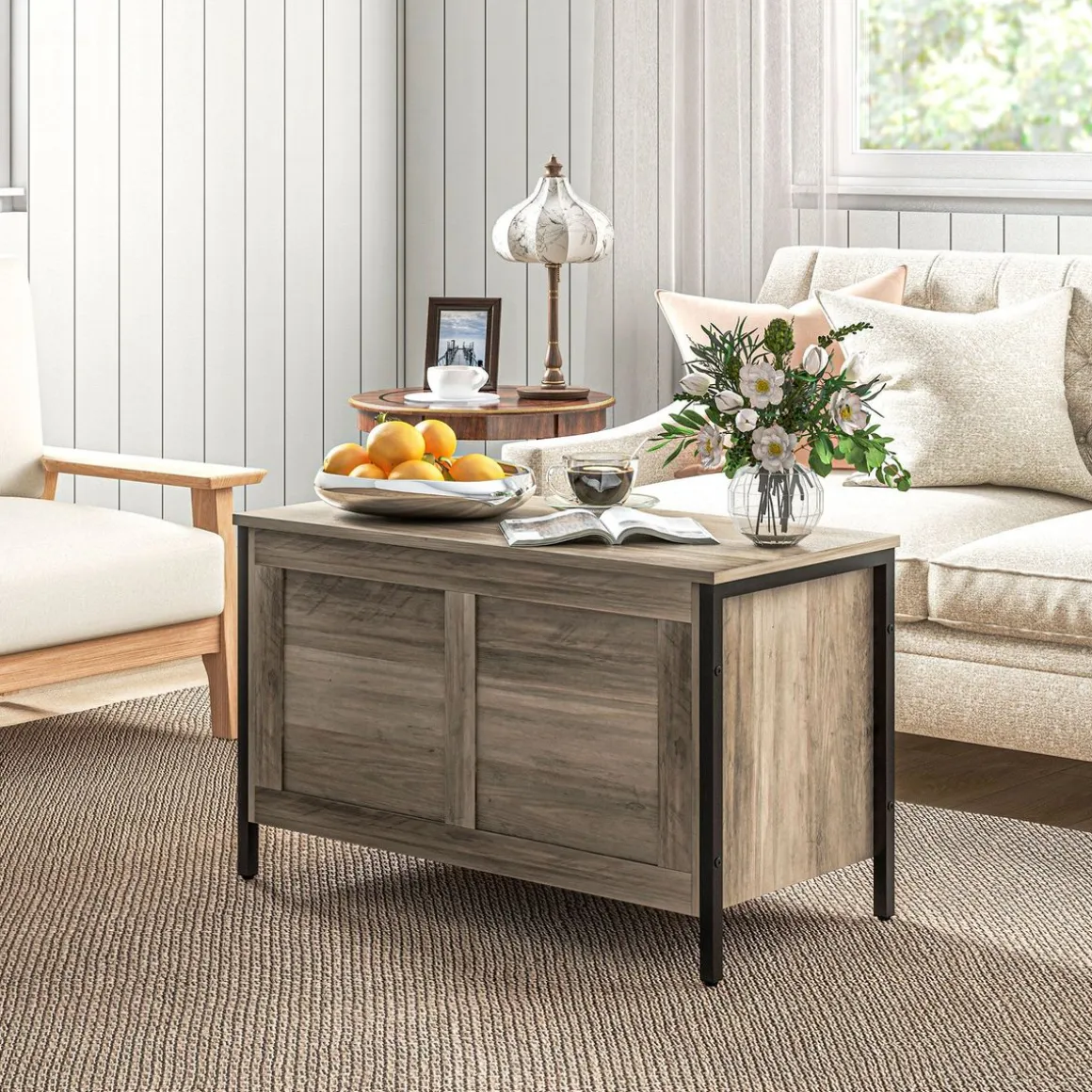 Baúl de almacenaje Brady Homcom 95L gris 49x80x40 cm