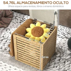 Baúl de almacenaje Zenna Homcom con asiento acolchado gris/natural 47x40x40 cm