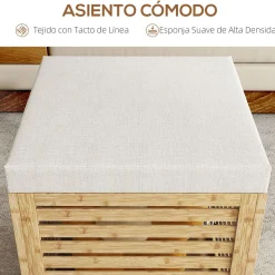 Baúl de almacenaje Zenna Homcom con asiento acolchado gris/natural 47x40x40 cm