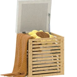 Baúl de almacenaje Zenna Homcom con asiento acolchado gris/natural 47x40x40 cm