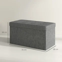 Baúl Hivea Homcom tapizado acolchado plegable gris oscuro 38x76x38 cm