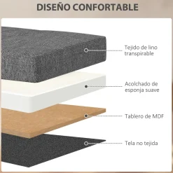 Baúl Hivea Homcom tapizado acolchado plegable gris oscuro 38x76x38 cm