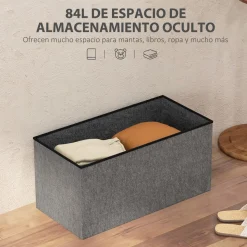 Baúl Hivea Homcom tapizado acolchado plegable gris oscuro 38x76x38 cm