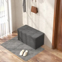 Baúl Hivea Homcom tapizado acolchado plegable gris oscuro 38x76x38 cm