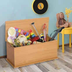 Baúl Homcom madera natural 40x100x40 cm