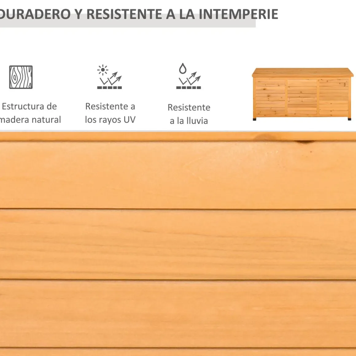 Baúl Phiar Outsunny exterior natural 60x127x56 cm