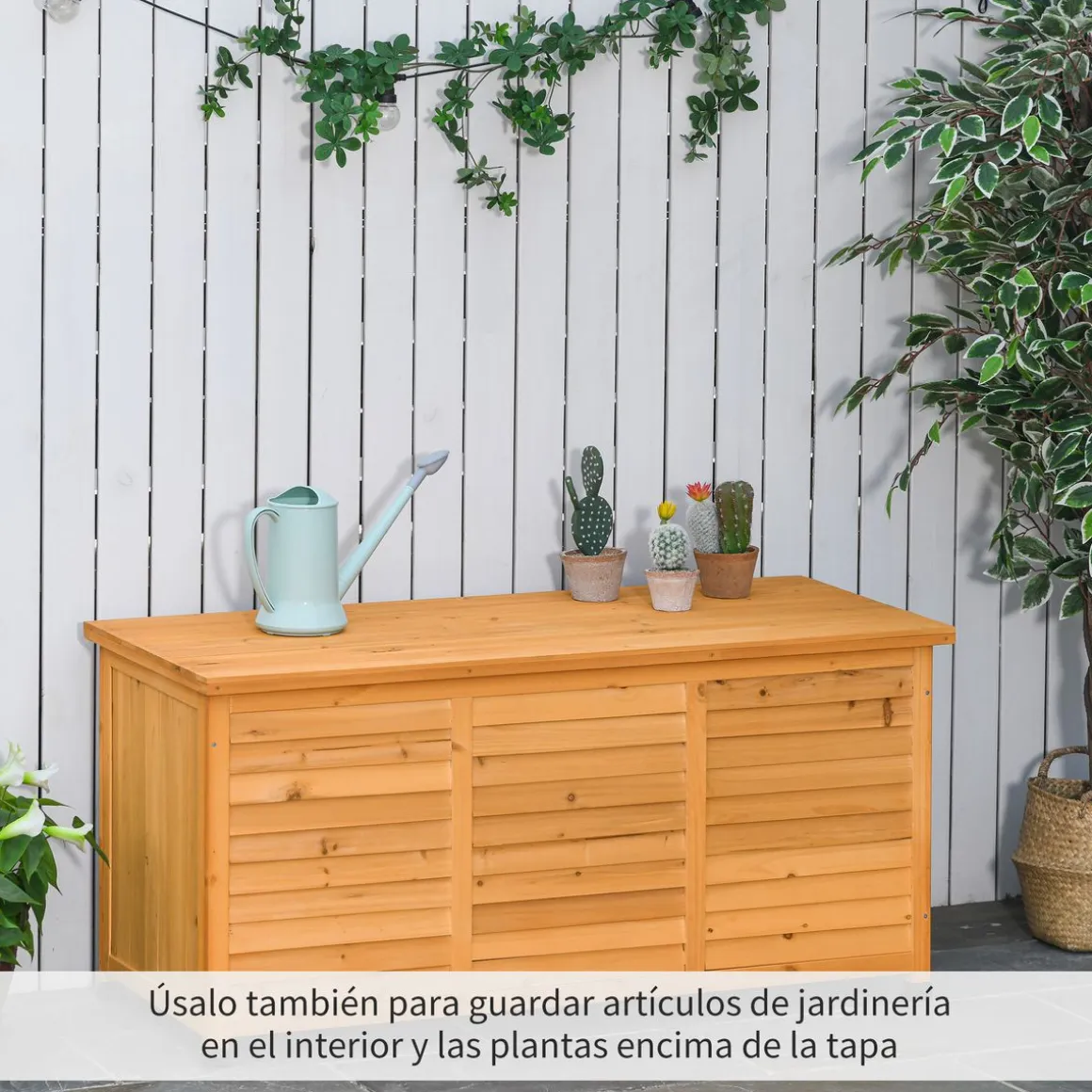 Baúl Phiar Outsunny exterior natural 60x127x56 cm