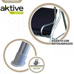 Balancín Aktive Garden con toldo inclinable 3 plazas negro