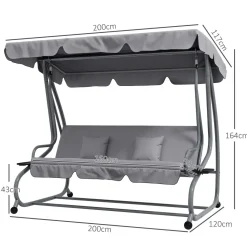 Balancín de jardín Alicia Outsunny convertible en cama gris 164x200x120 cm