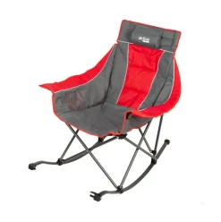 Balancín para camping Aktive plegable + bolsillos laterales gris/rojo