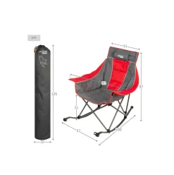 Balancín para camping Aktive plegable + bolsillos laterales gris/rojo