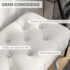 Banco acolchado Trento Homcom 120kg crema 49x110x37 cm