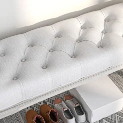 Banco acolchado Trento Homcom 120kg crema 49x110x37 cm