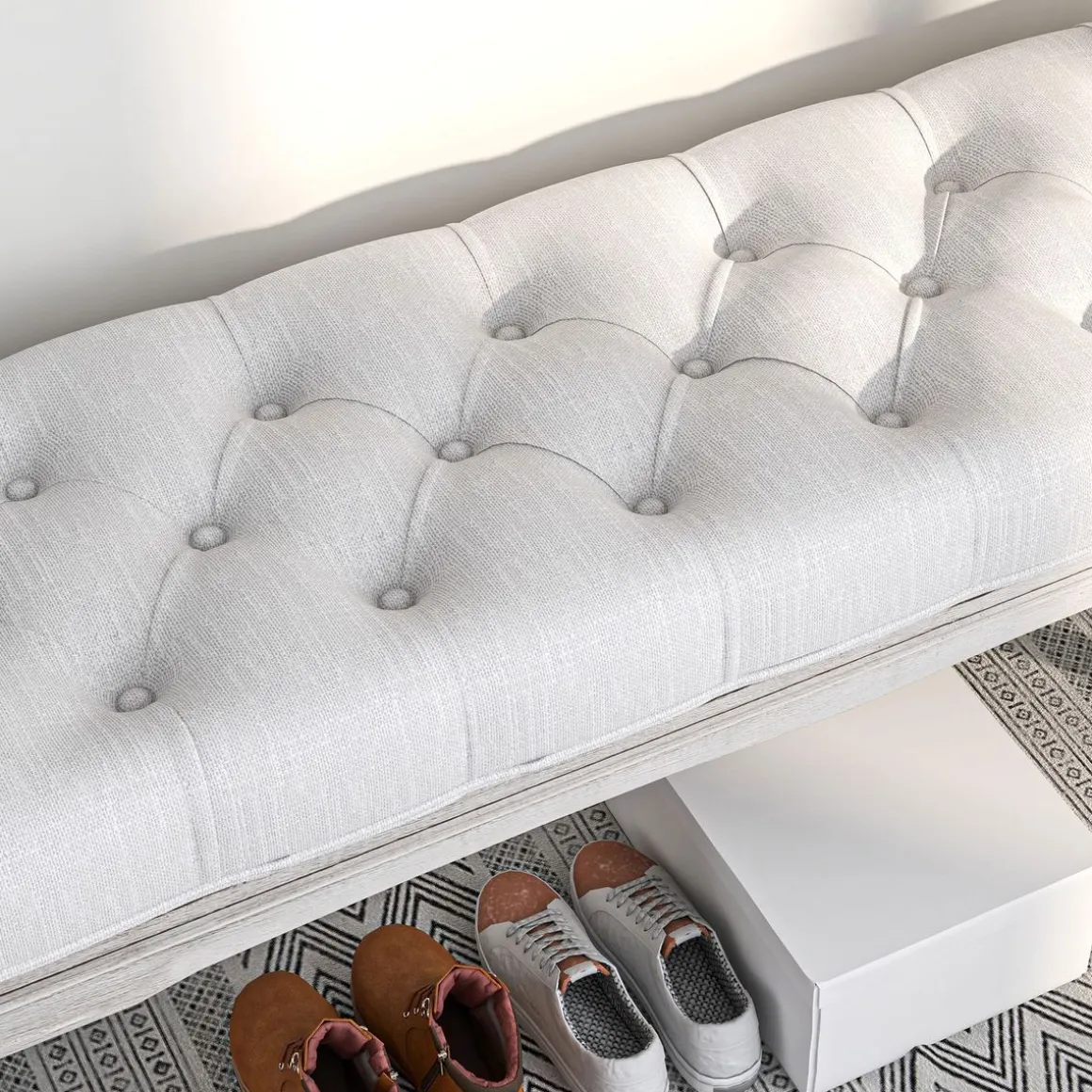 Banco acolchado Trento Homcom 120kg crema 49x110x37 cm