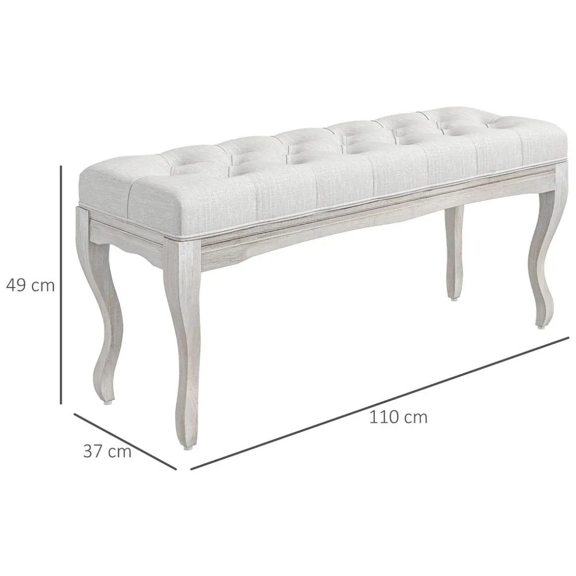 Banco acolchado Trento Homcom 120kg crema 49x110x37 cm
