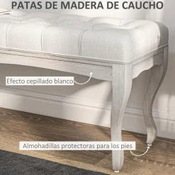Banco acolchado Trento Homcom 120kg crema 49x110x37 cm