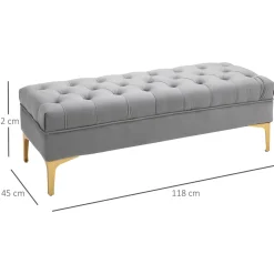 Banco Ashma Homcom acolchado con patas gris 42x118x45 cm