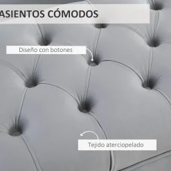 Banco Ashma Homcom acolchado con patas gris 42x118x45 cm