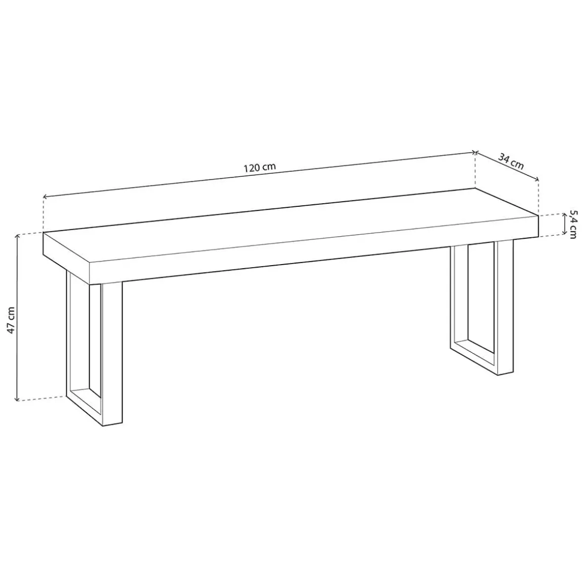 Banco asiento Loft 47x120x34 cm