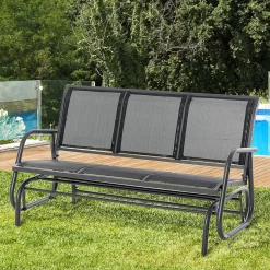 Banco balancín Calm Outsunny 3 plazas negro 85x147x75 cm
