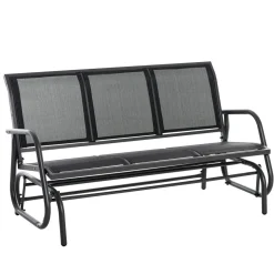 Banco balancín Calm Outsunny 3 plazas negro 85x147x75 cm